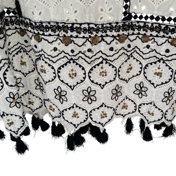 Hemant & Nandita Anthropologie Aditya Embroidered Eyelet Cover Up Swim Large - Picture 7 of 11